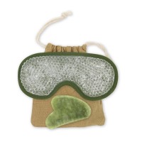 Kit Masque Yeux ThermoConfort et GuaSha Jade Vert + Housse