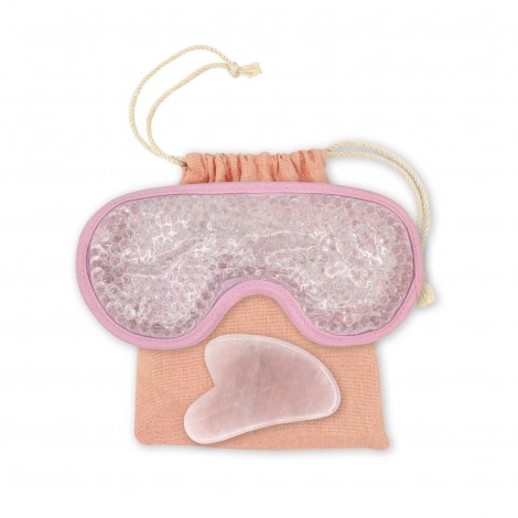 Kit Masque Yeux ThermoConfort et GuaSha Quartz Rose + Housse