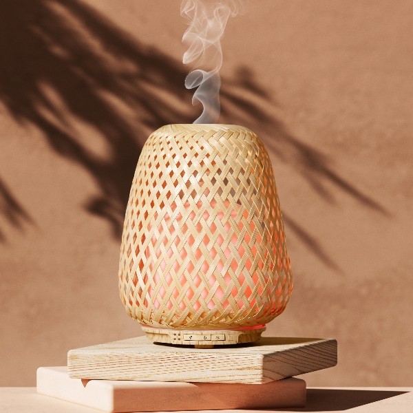 Lampe De Table Tissée En Bambou Style Zen Abat-Jour En Bambou